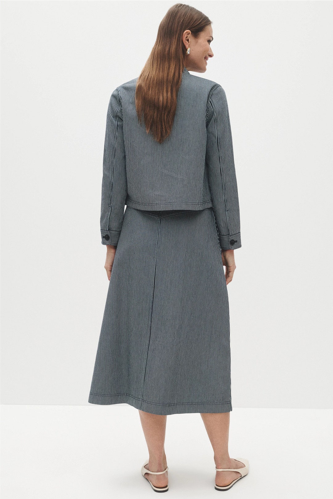 Robin Pinstripe Button Up Skirt by Ann Mashburn 2