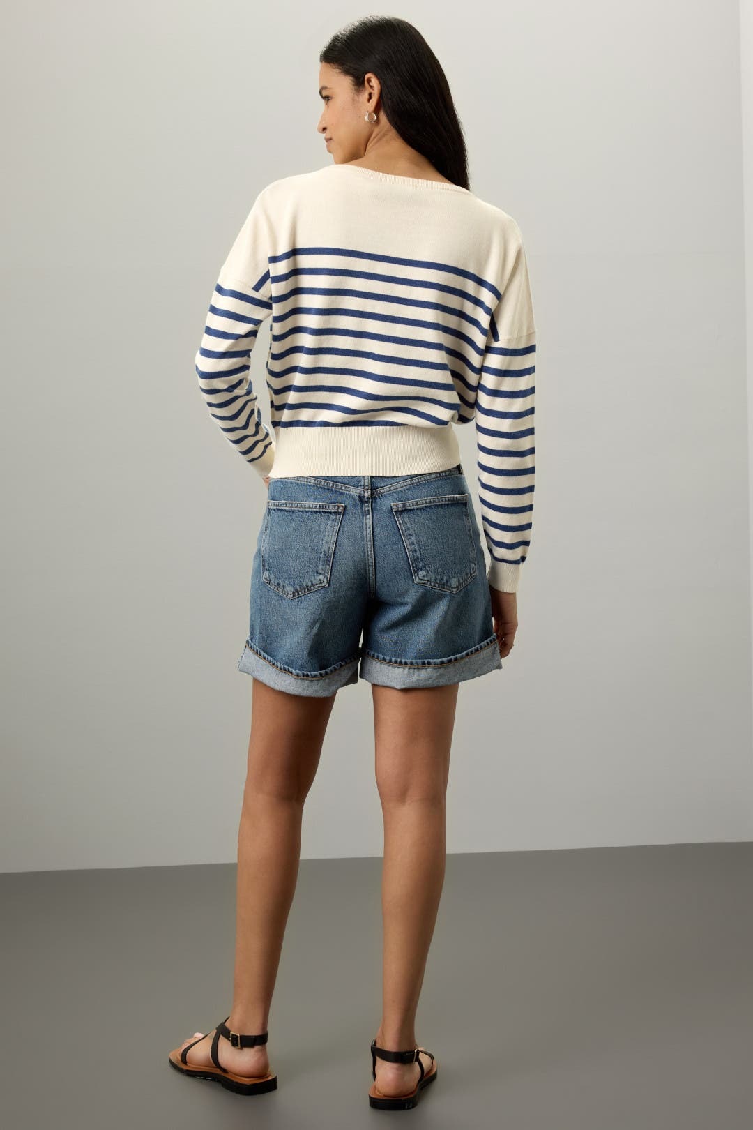 (取寄) ローレン ラルフローレン レディース ストライプド セーター Lauren Ralph Lauren women Striped Ballet-neck Sweater White/New Sapphire Striped Logo Knit Sweater by Lauren Ralph Lauren | Rent the