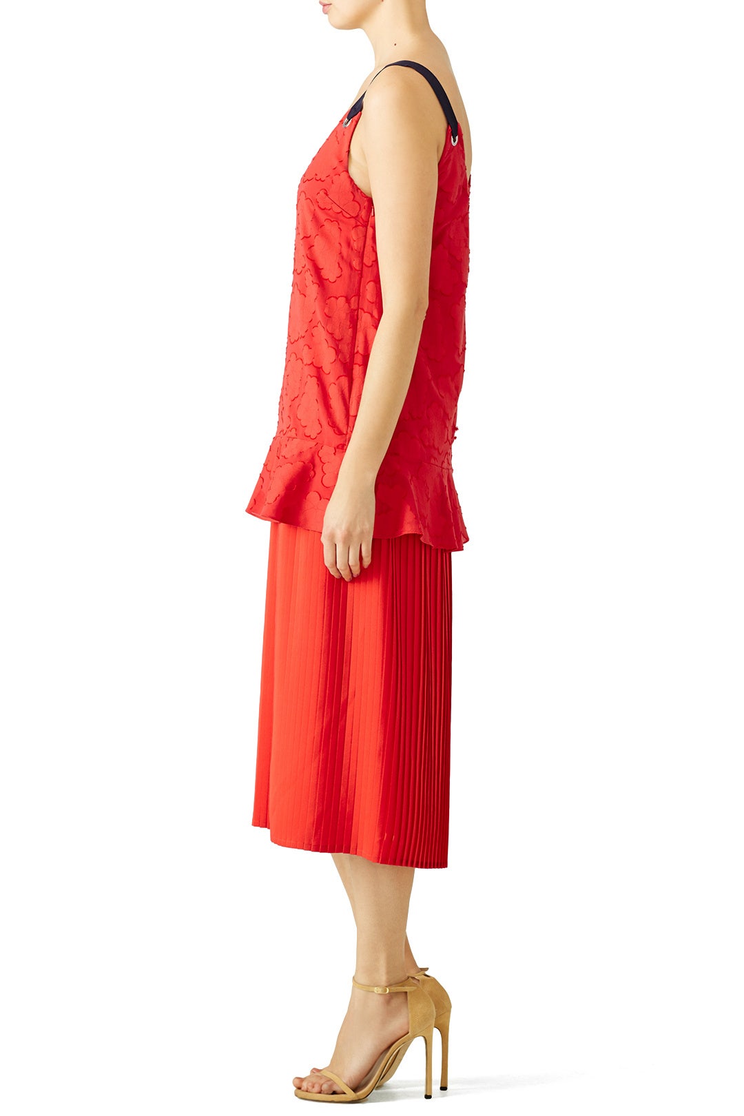 Red Floral Burnout Dress by Mother of Pearl 2