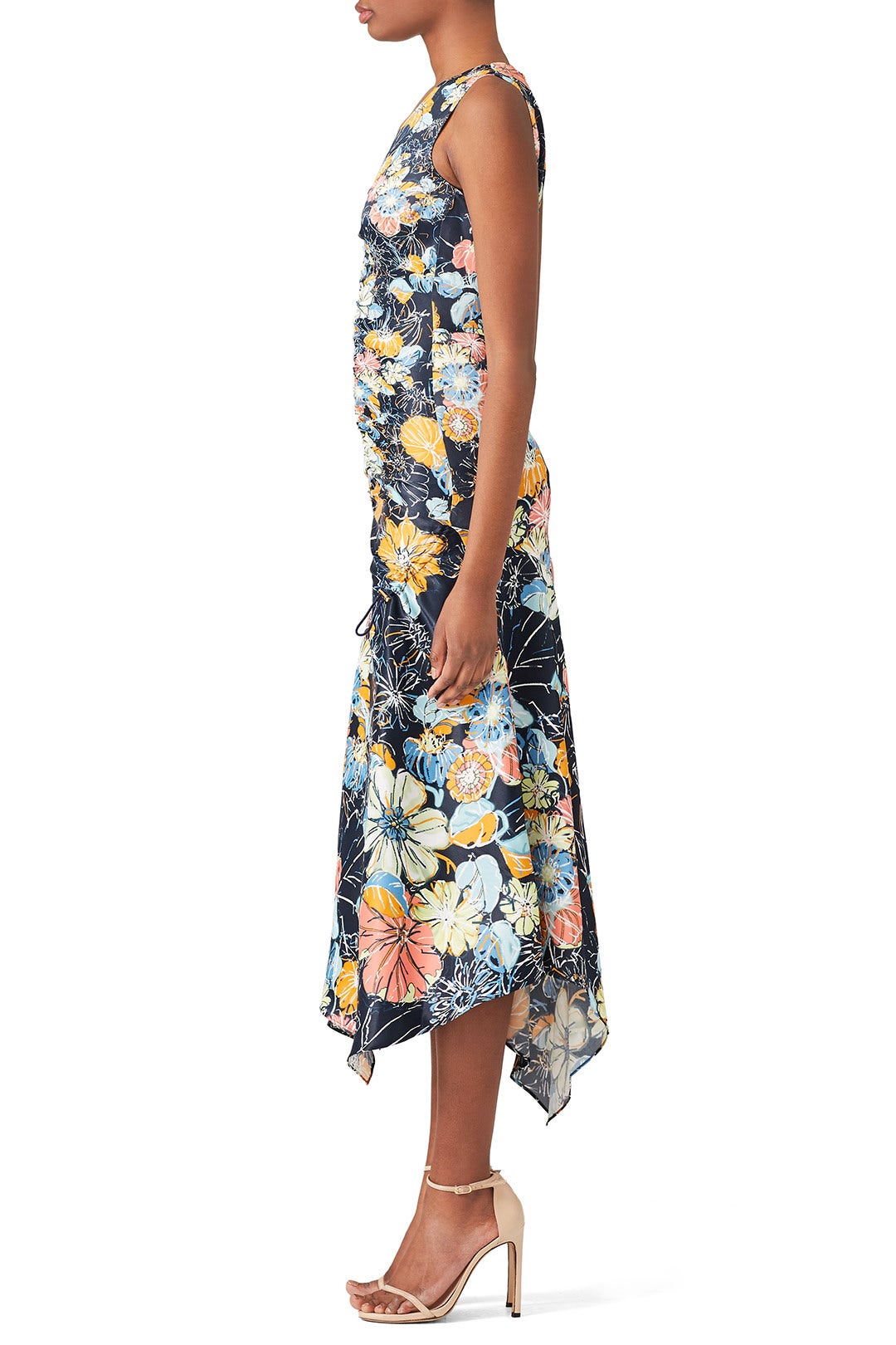 Ruched Navy Floral Dress by Peter Pilotto 2