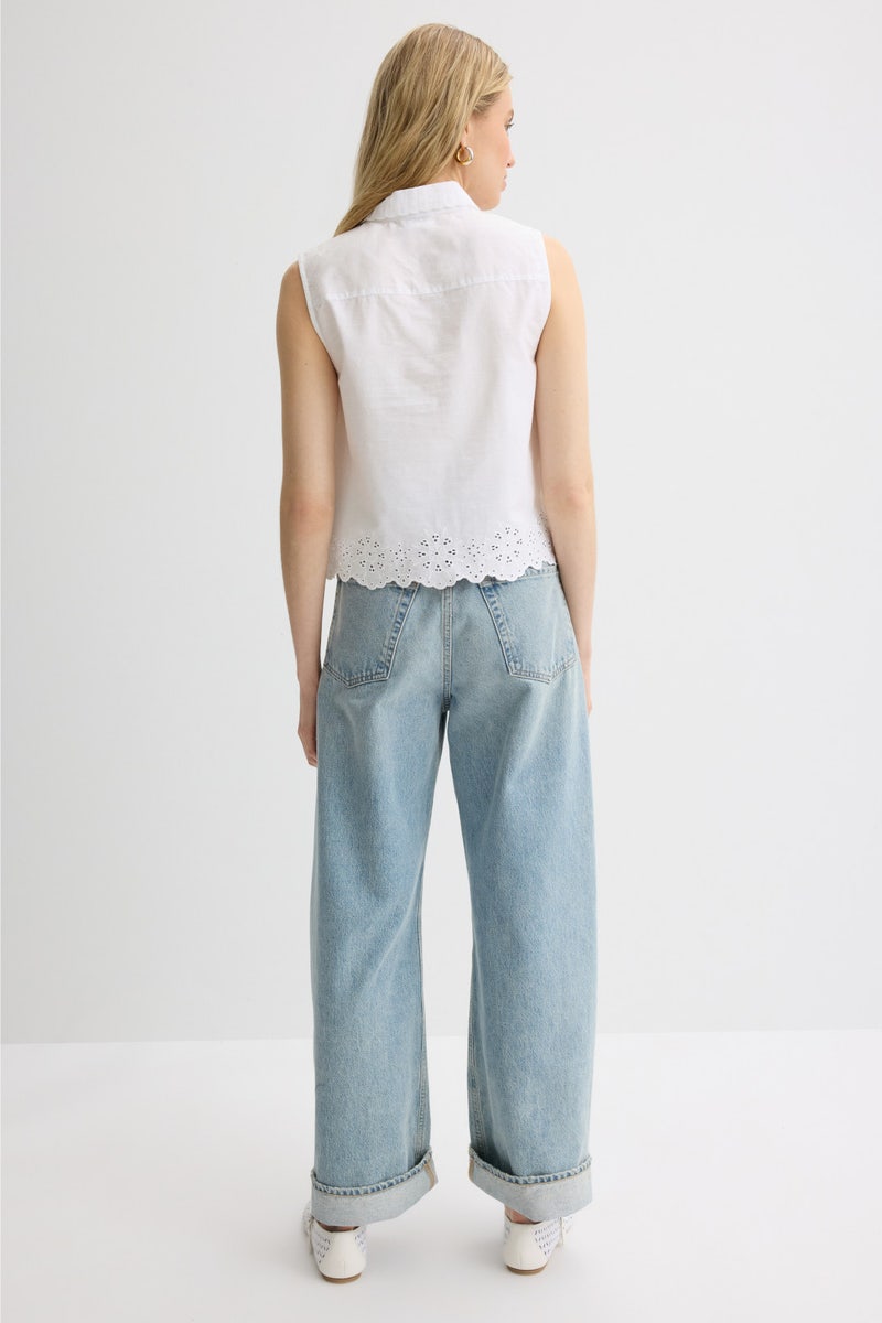 Eyelet Embroidery Button Up by CeCe - Photo 2