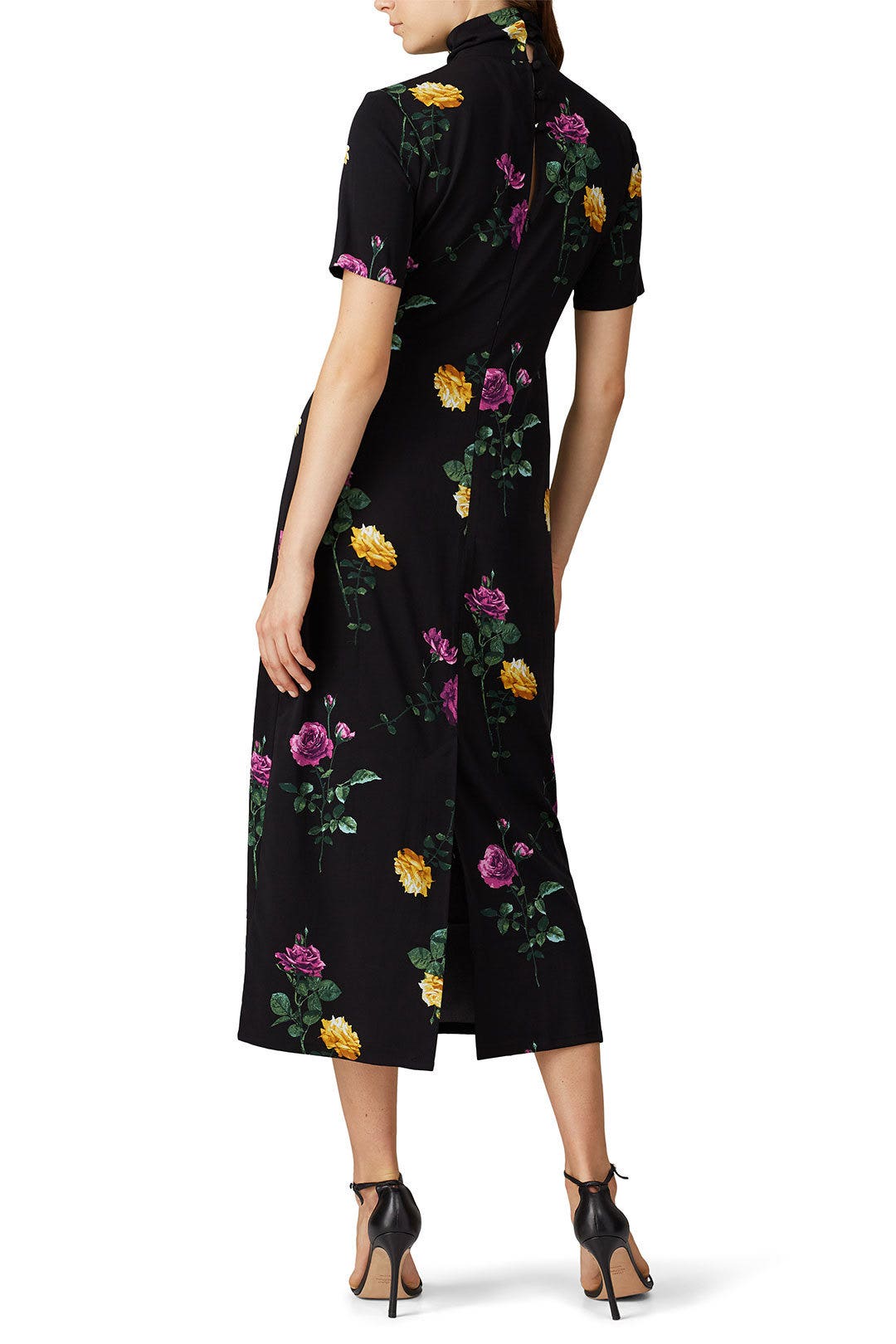 Black Floral Mock Neck Dress by Louna 2