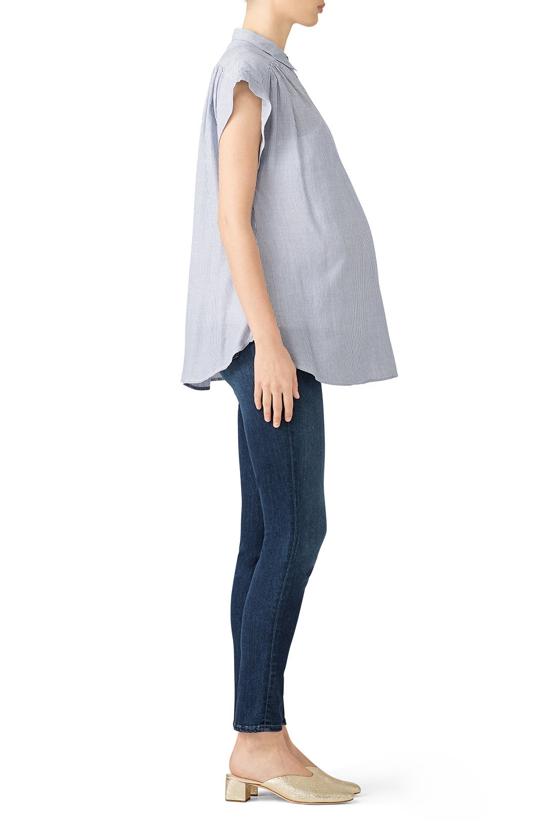 Blue Pinstripe Maternity Top by Ingrid & Isabel 2