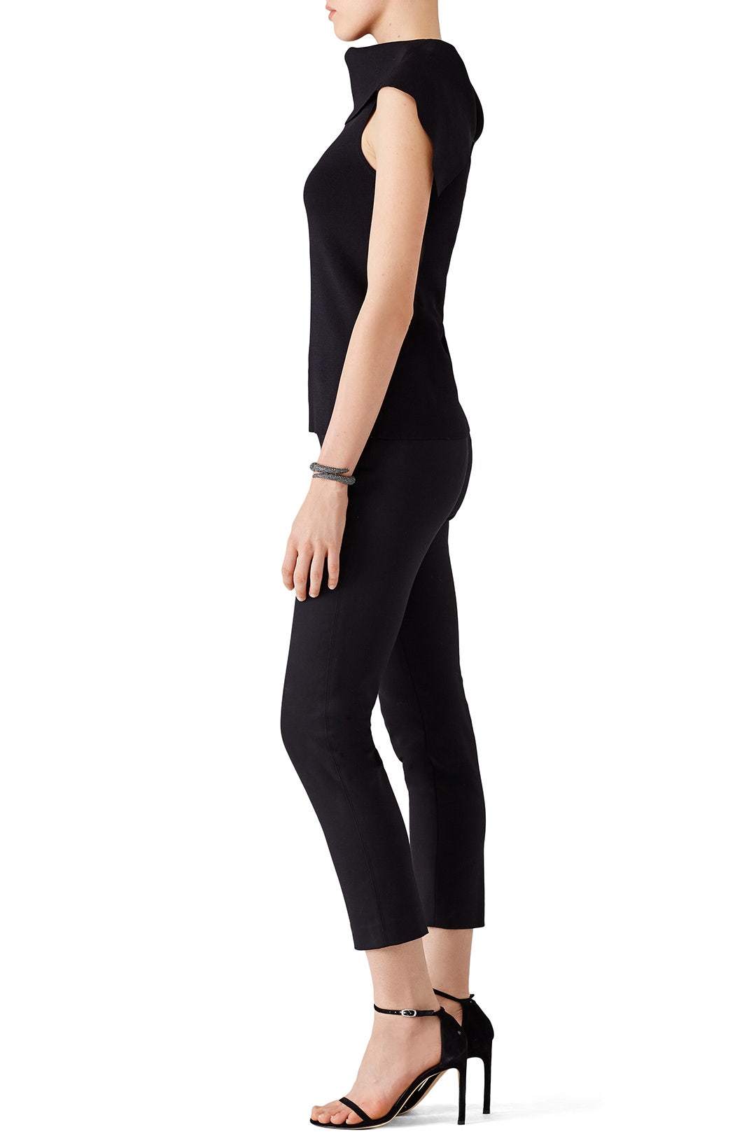 Black Drape Neck Top by Osman 2