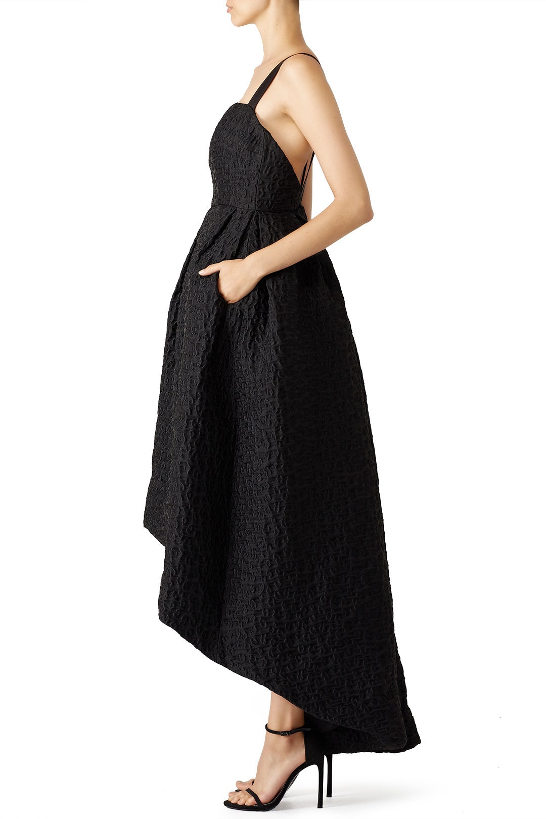Black Crinkle High-Low Gown by Cynthia Rowley 2