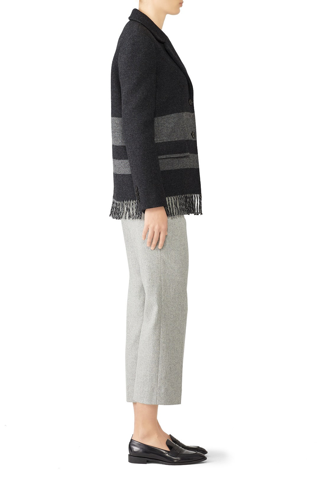 Grey Fringe Hem Jacket by Derek Lam 10 Crosby 1