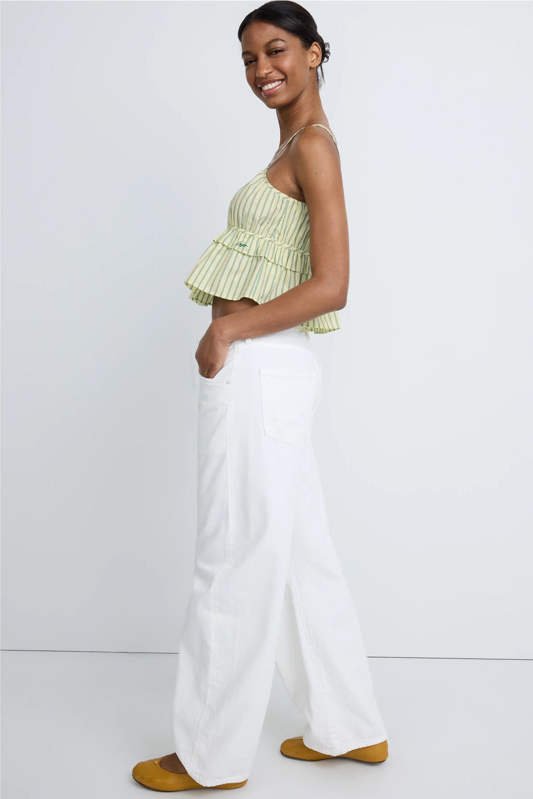 Peplum Striped Tank Top by BOSS | Rent the Runway