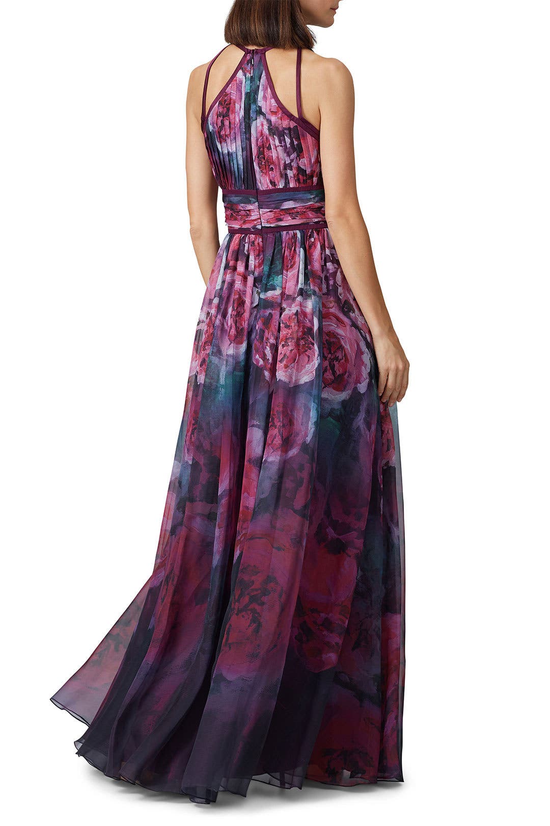Plum Floral Print Chiffon Gown by Marchesa Notte | Rent the Plum Floral Print Chiffon Gown by Marchesa Notte | Rent the