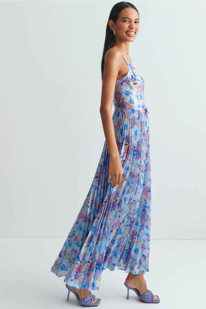 knee length dresses for ladies Anthropologie Hutch Floral Halter Maxi Dress – Luxy Thrift