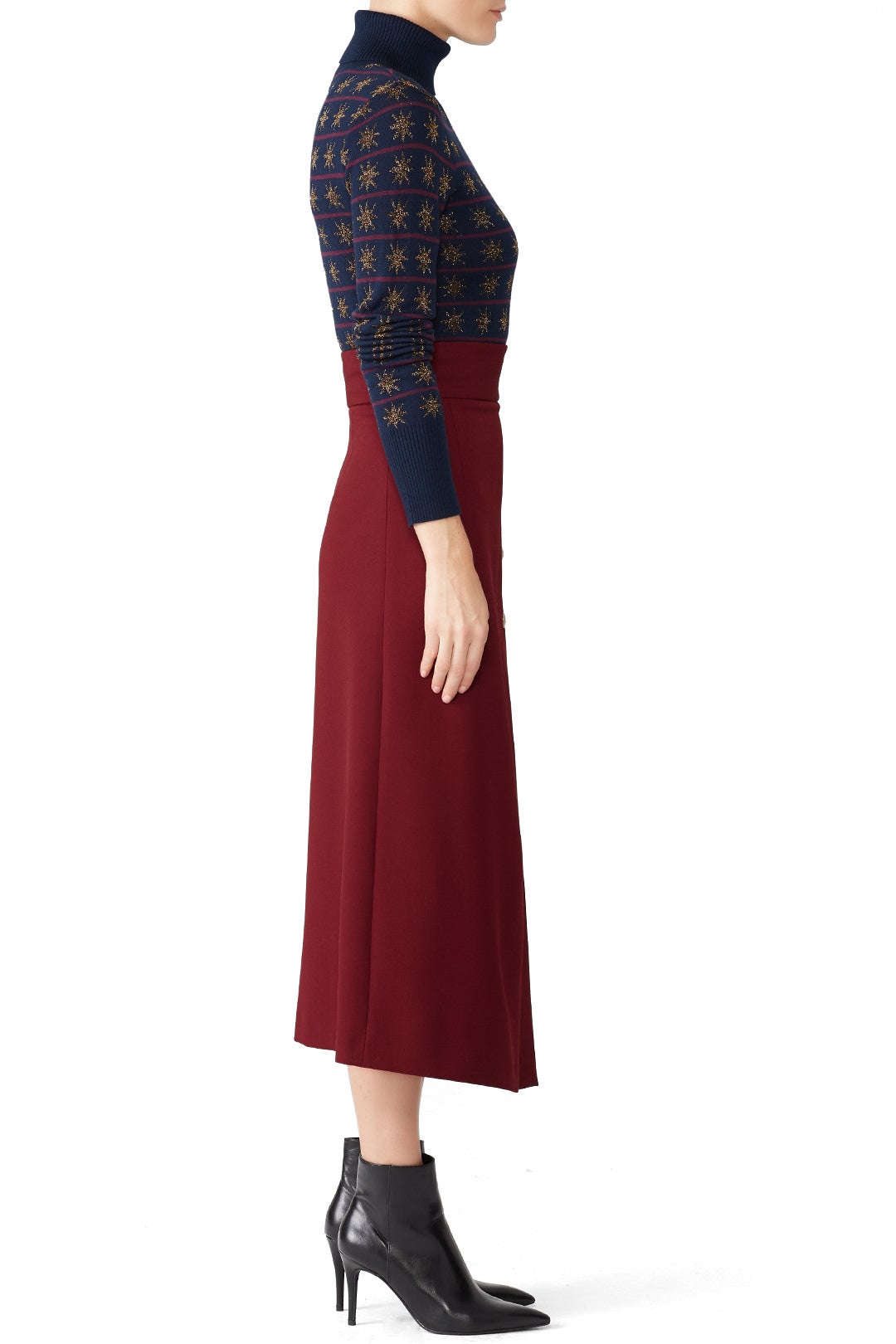 Red Button Midi Skirt by Tara Jarmon 2