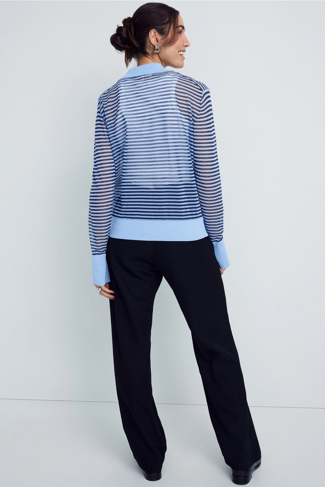 Collared Striped Cardigan by FRAME 1