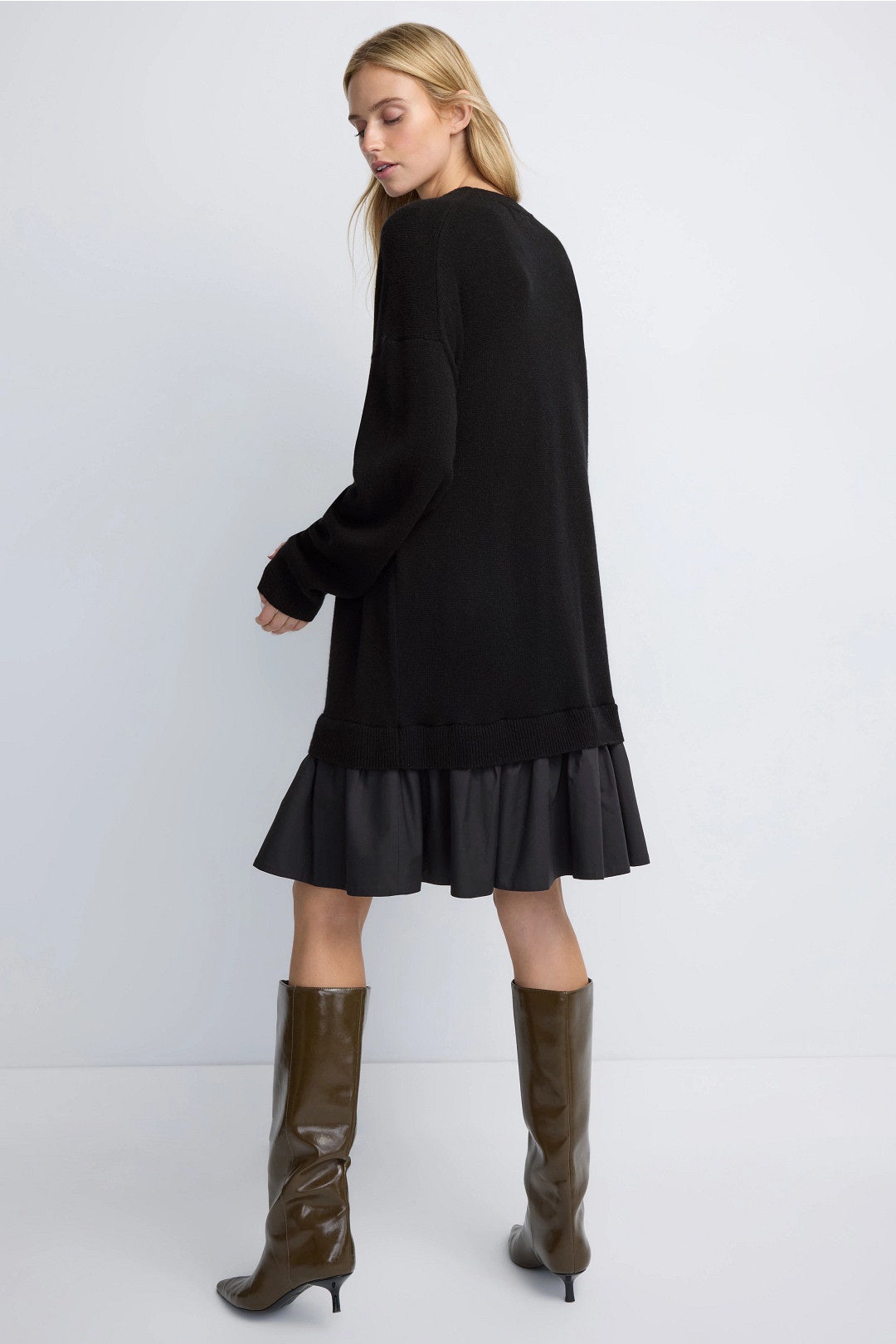 Cashmino Mixed Media Mini Dress by NAADAM 2