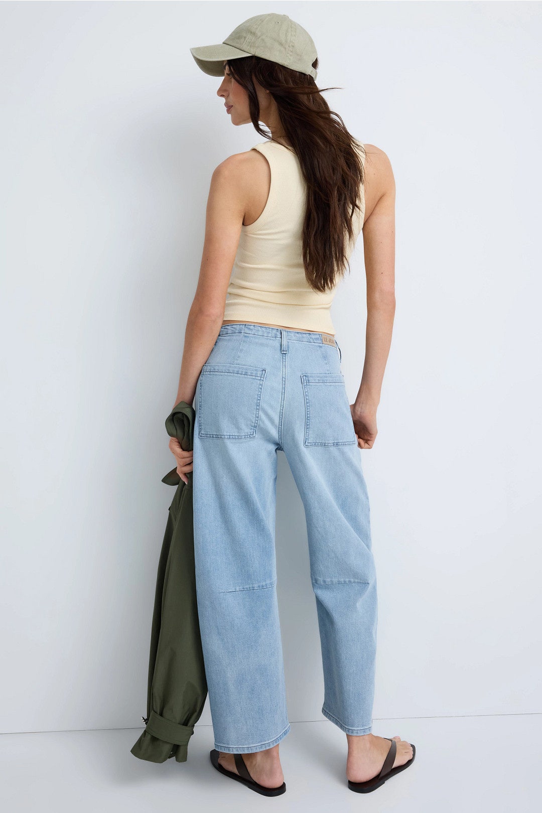 Light Wash Utility Soft Barrel Jeans by LE JEAN 1