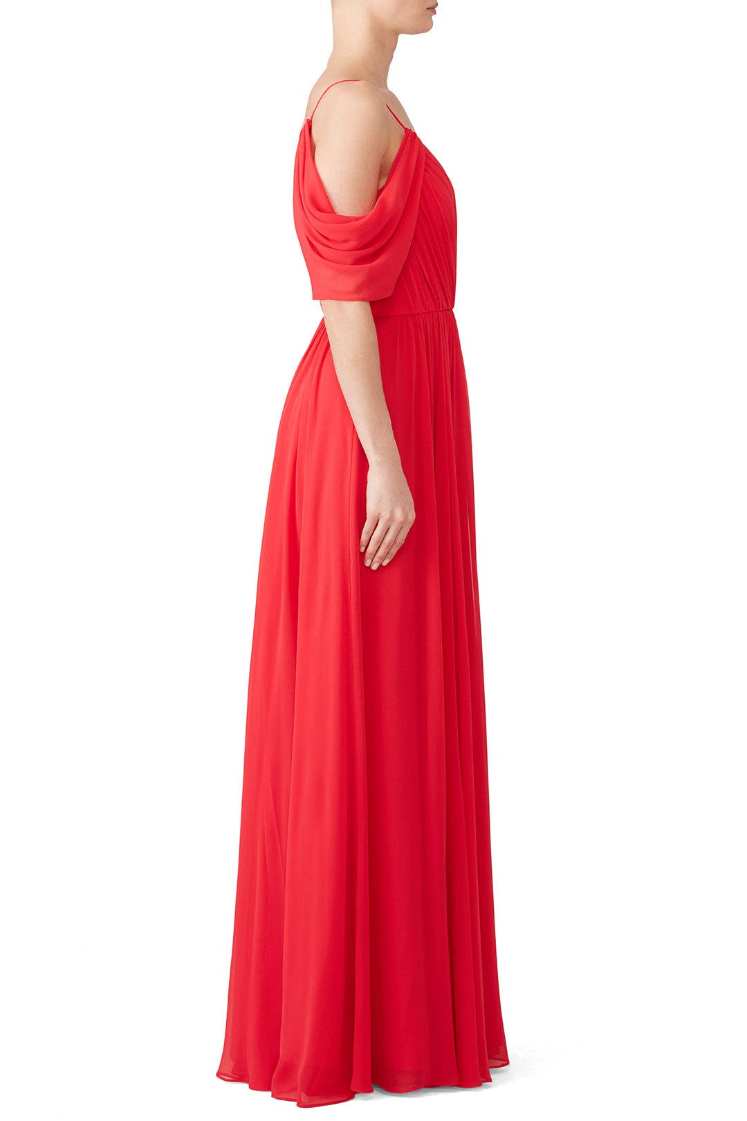Red Cold Shoulder Gown by Badgley Mischka 2