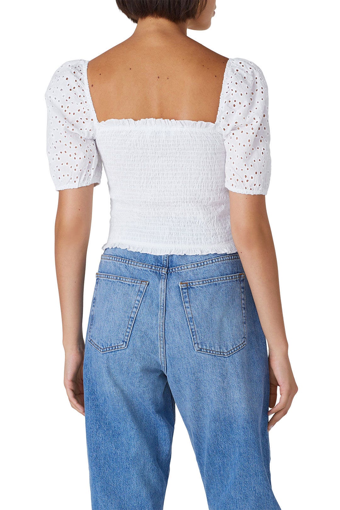 White Eyelet Smocked Top by Louna 2