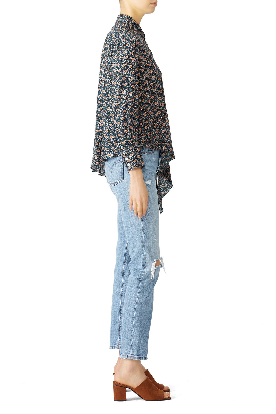 Peacock Floral Printed Blouse by Nanette Lepore 2