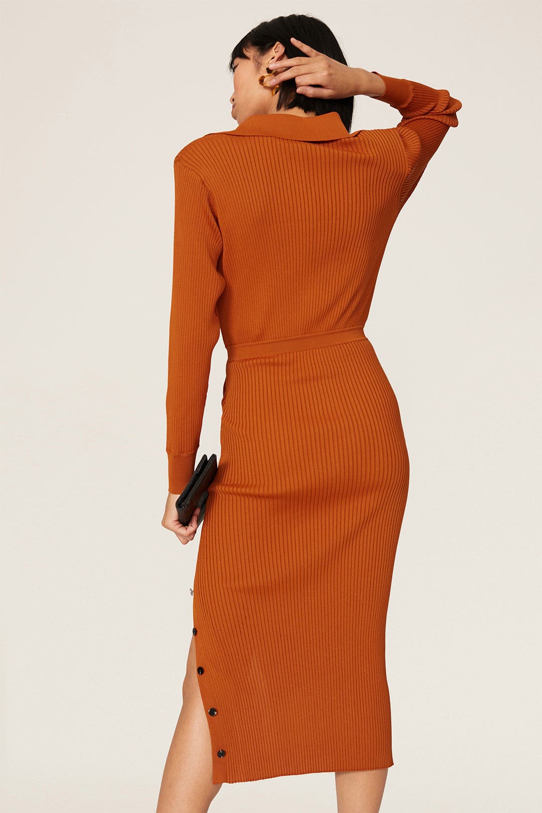 Cinnamon Ribbed Midi Dress by Self-Portrait | Rent the Runway