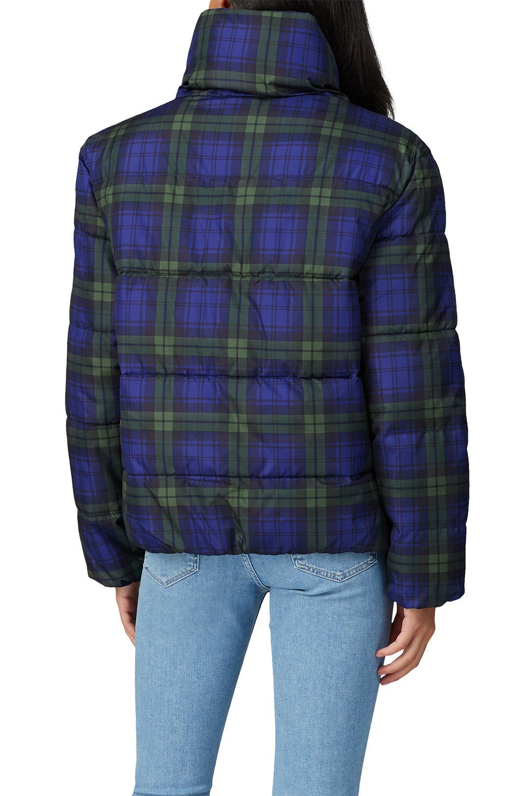 Blue Plaid Puffer Jacket by Slate & Willow | Rent the Runway