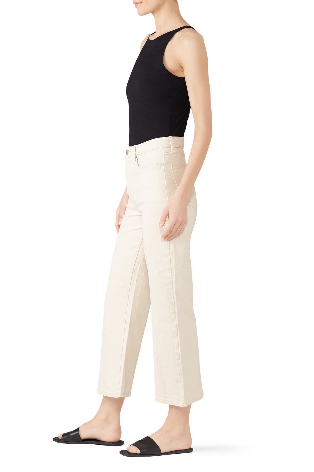 Ecru Cropped Wide Leg Pants by LEE 2
