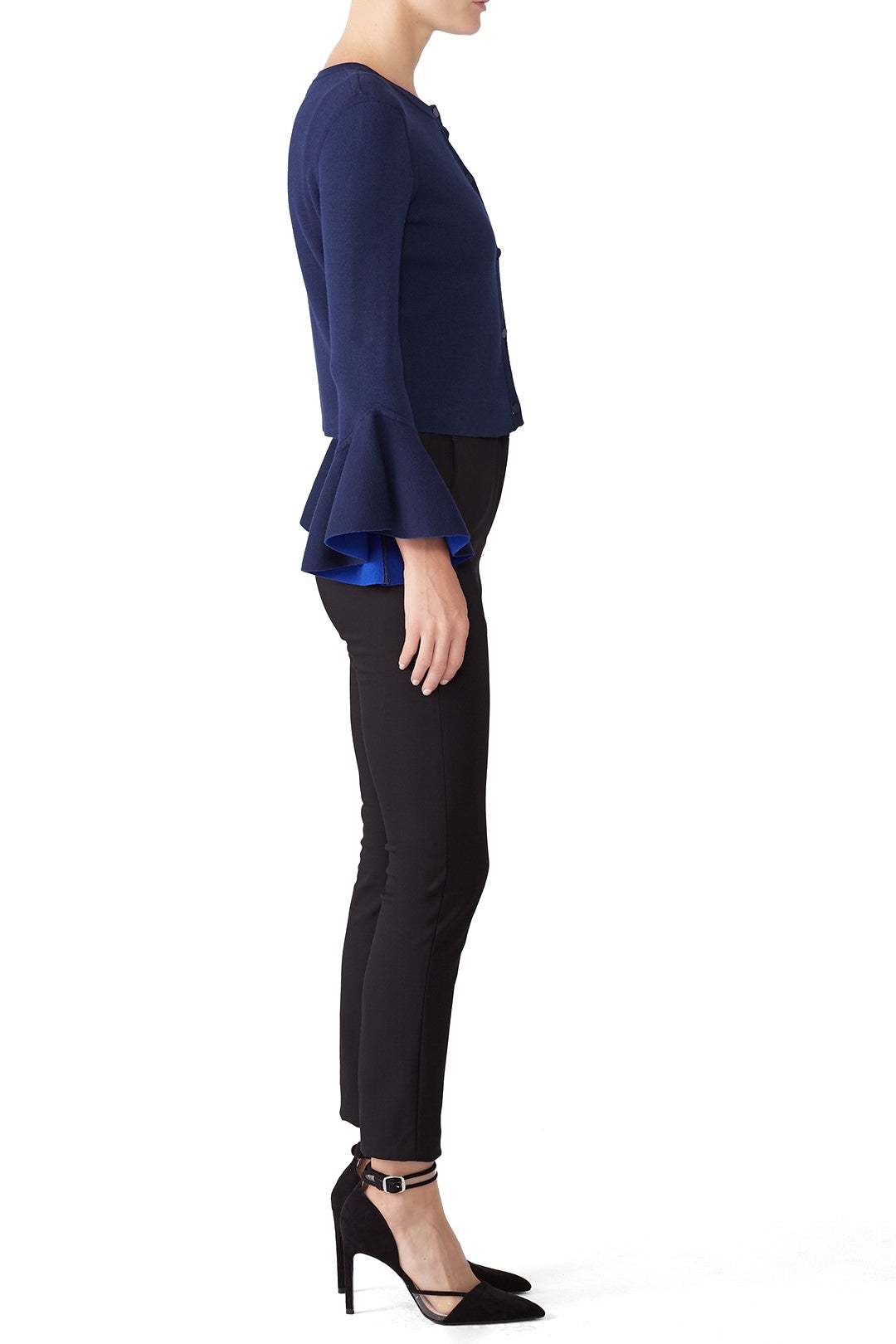 Contrast Draped Sleeve Cardigan by Milly 2