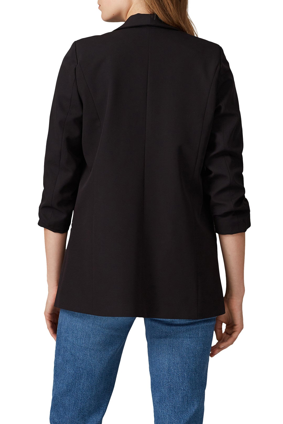 Black Shirred Sleeve Blazer by Slate & Willow 2