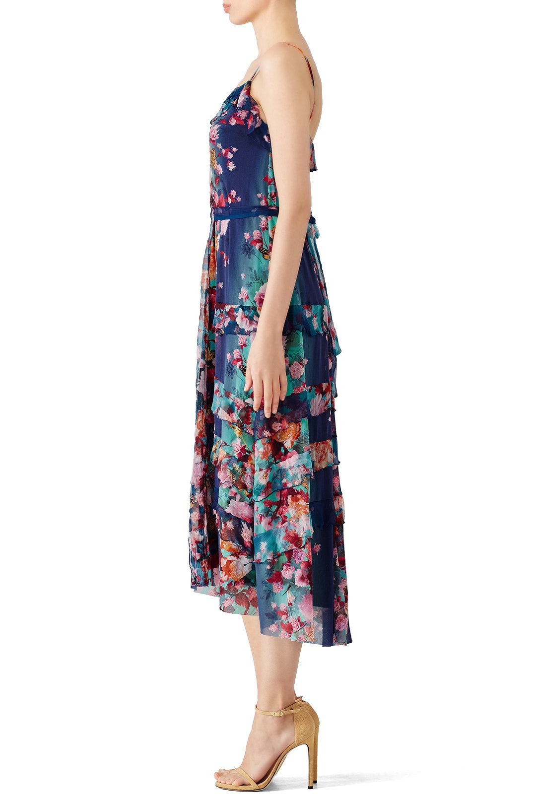 Blue Floral Printed Midi Dress by Fuzzi 1