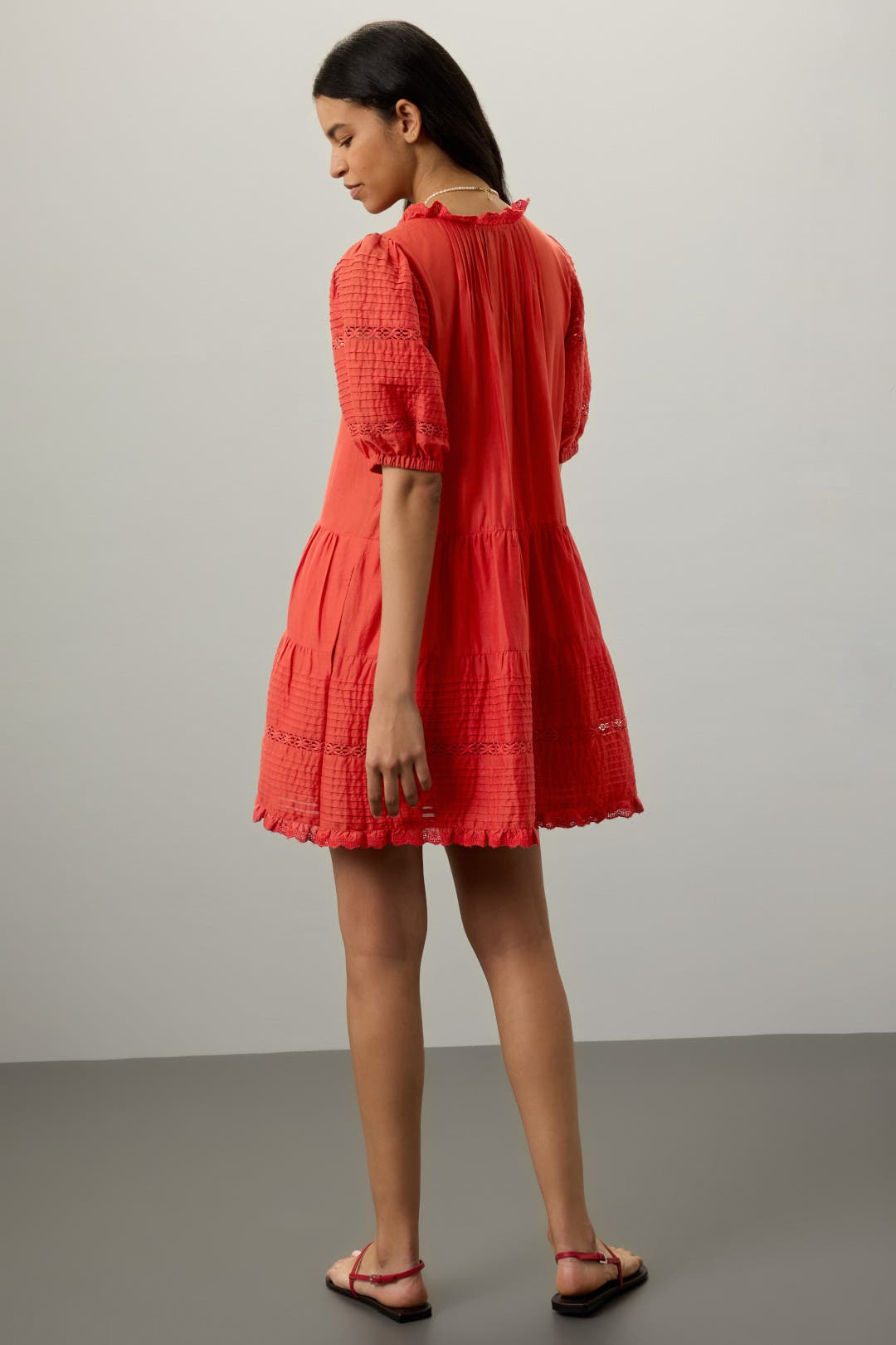 Sサイズのみ【SEA NEW YORK】ANTONINA ソリッド ドレス Red Antonina Solid Cotton Puff Sleeve Dress | Sea New York