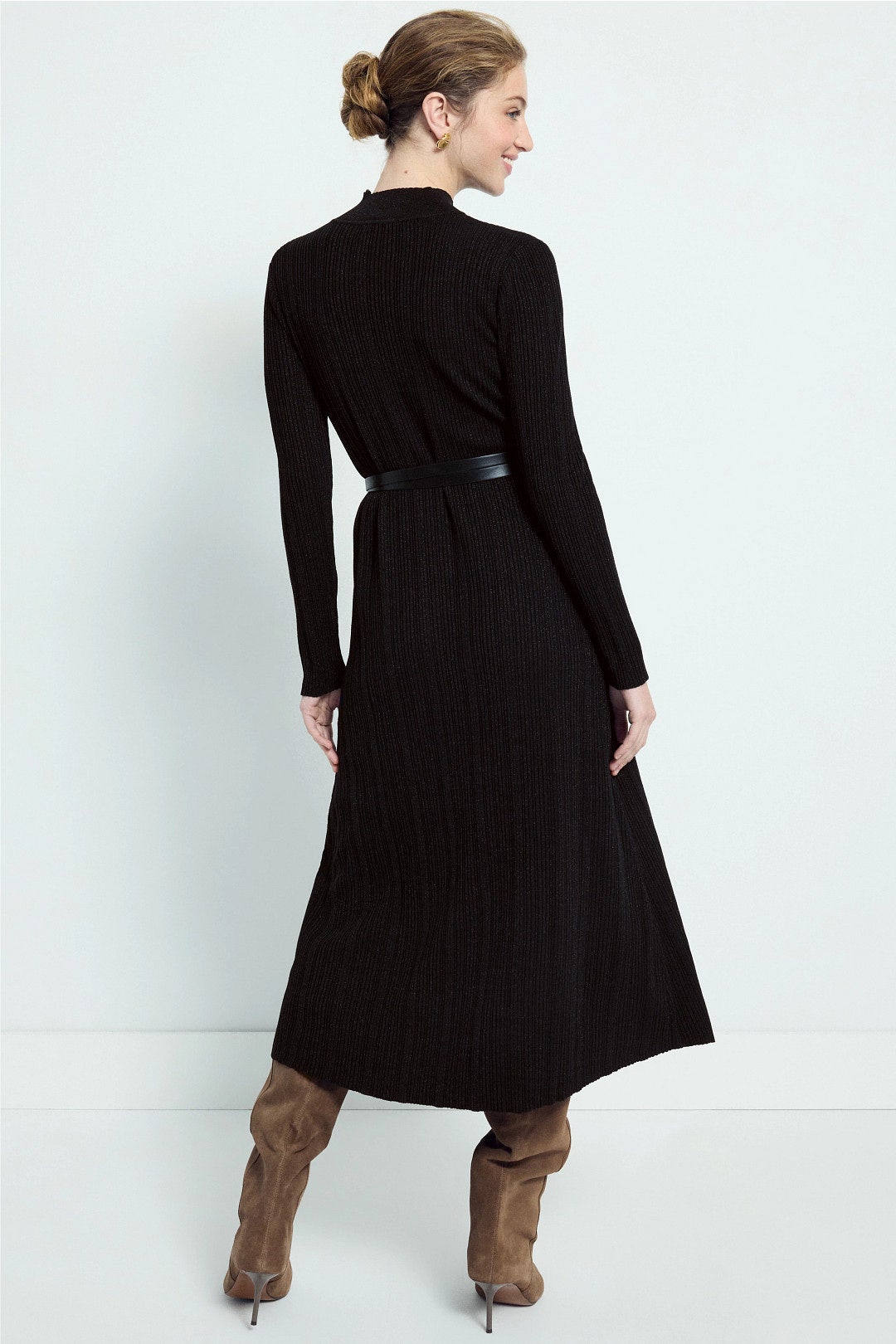 Mock Neck Long Sleeve Sweater Dress by Luxely 2