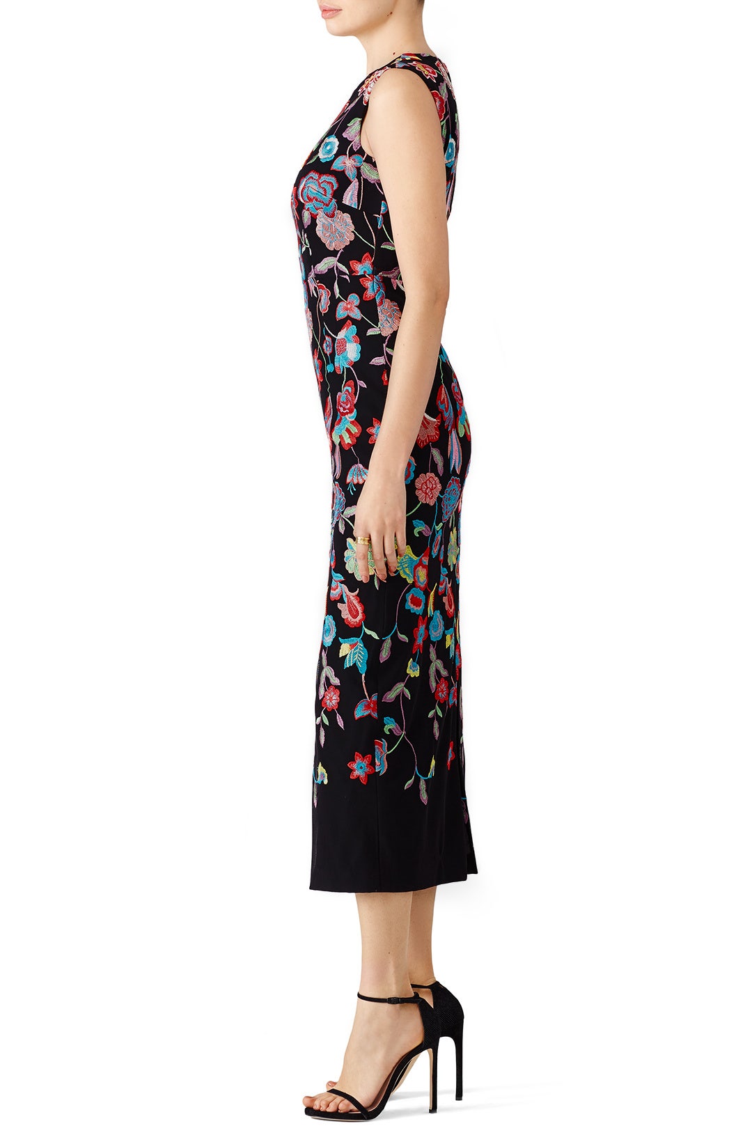 green emerald velvet dress ML Monique Lhuillier Claudette Gown in Black/Rich Blue main image 1