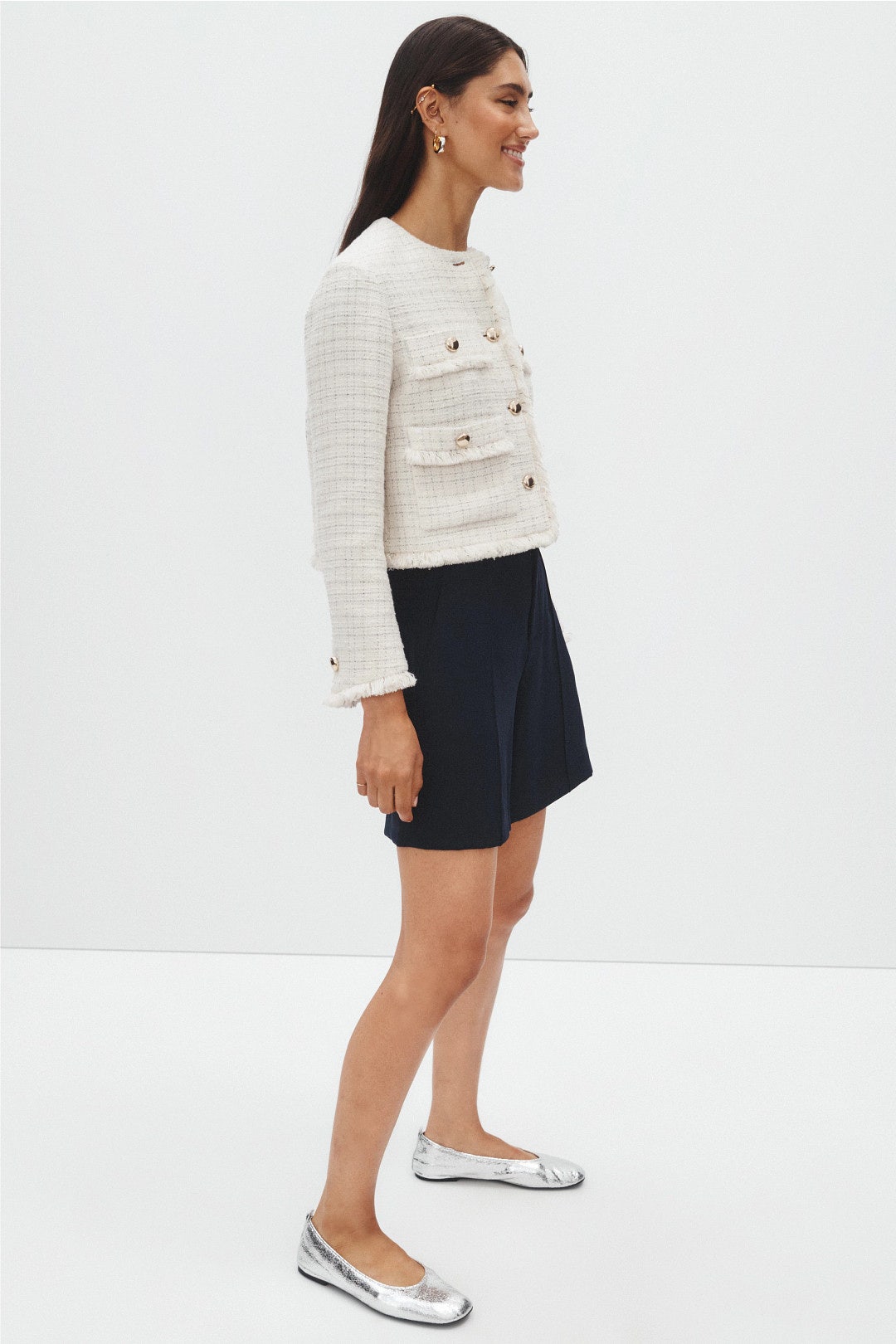 Tweed Collarless Jacket by Maje 1