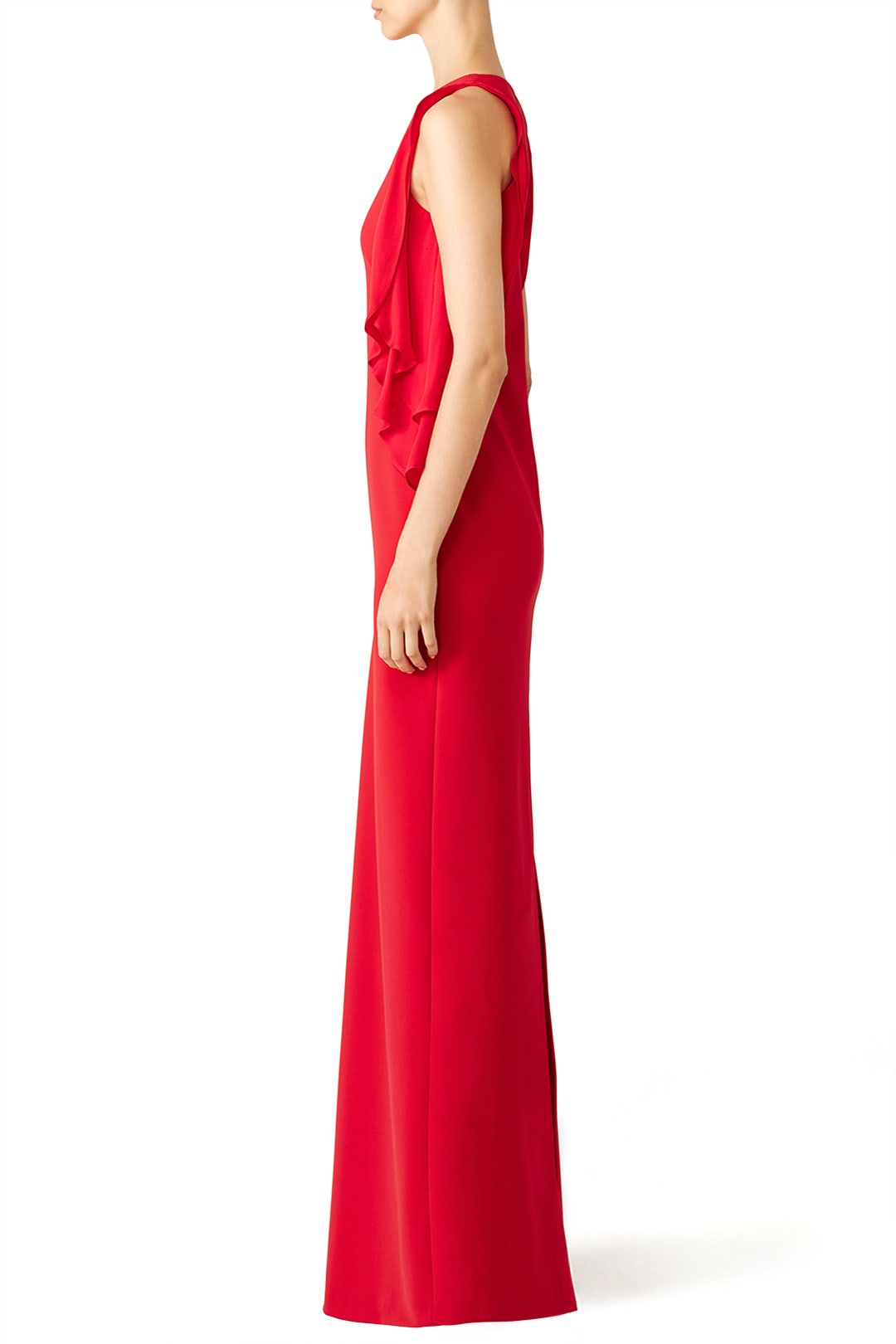 Red Draped Ruffle Gown by Parker 1