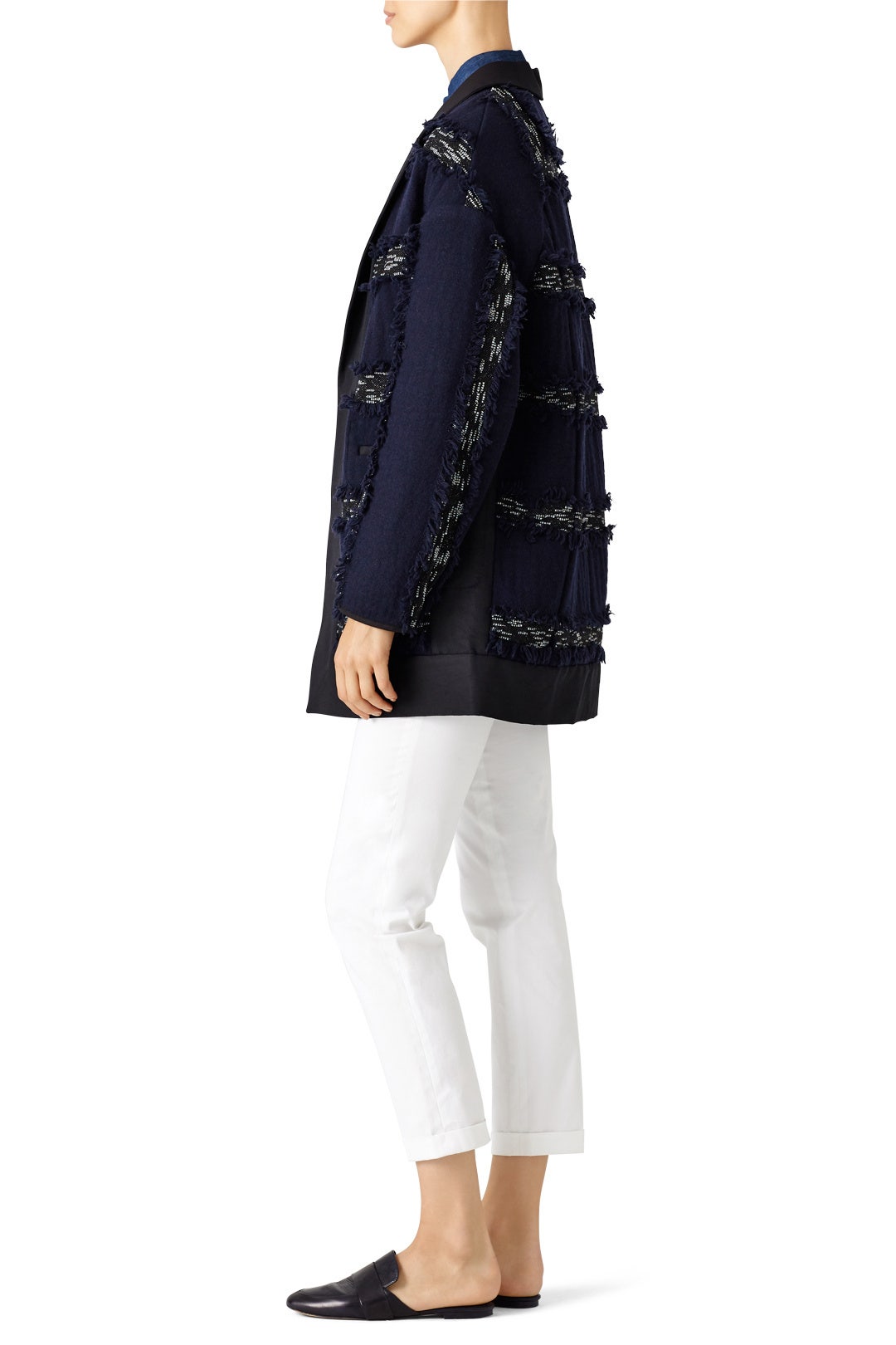 Midnight Stripe Fringe Jacket by Derek Lam 10 Crosby 1