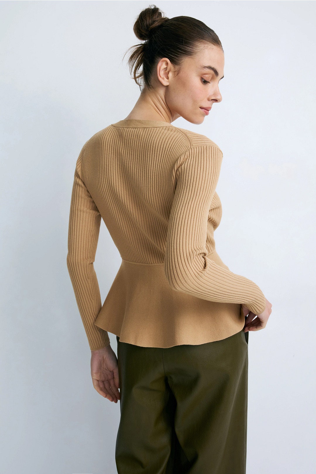 Tan V-Neck Cardigan by Jason Wu x RTR 2