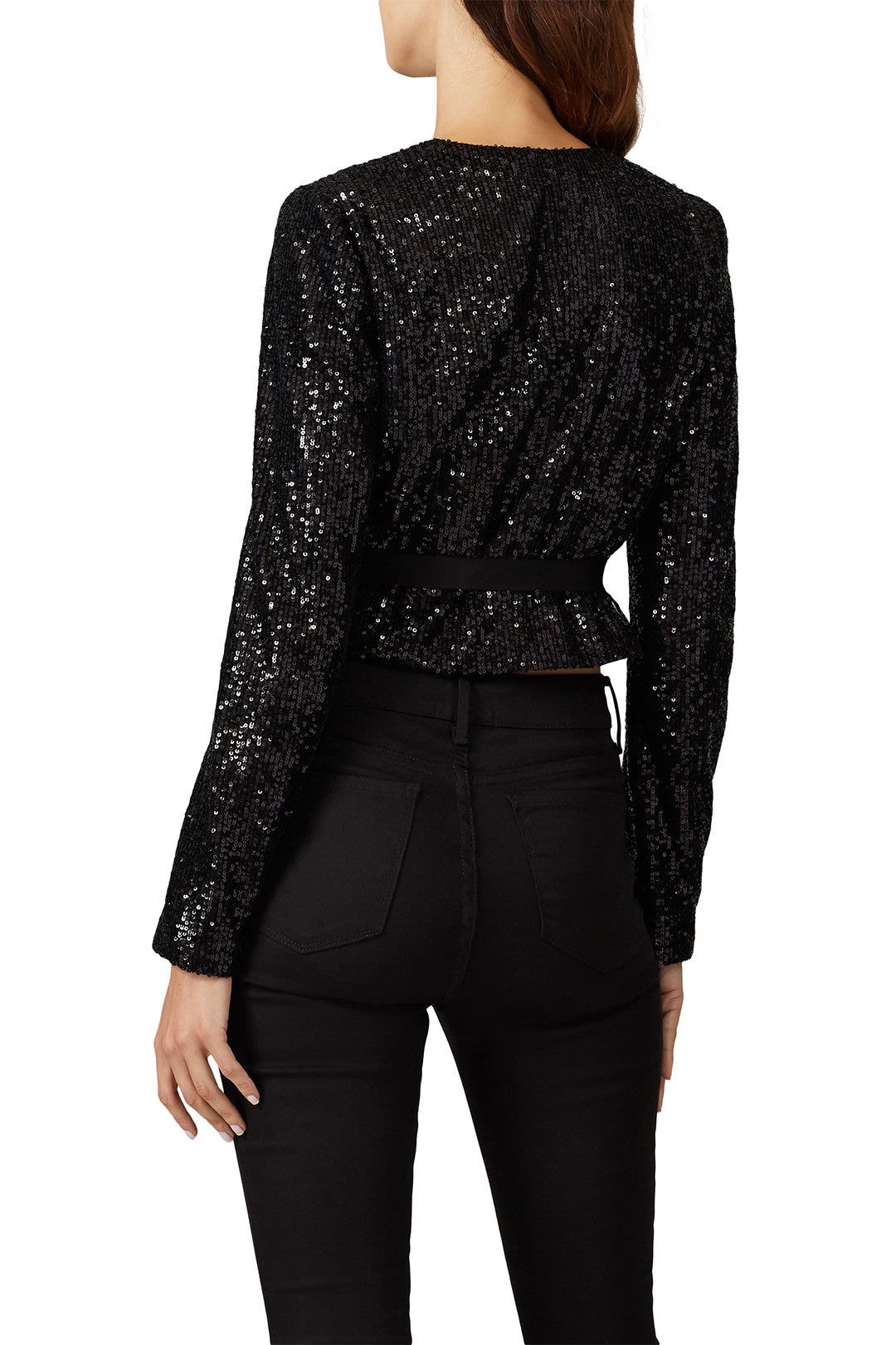 Black Sequin Wrap Top by ML Monique Lhuillier 2