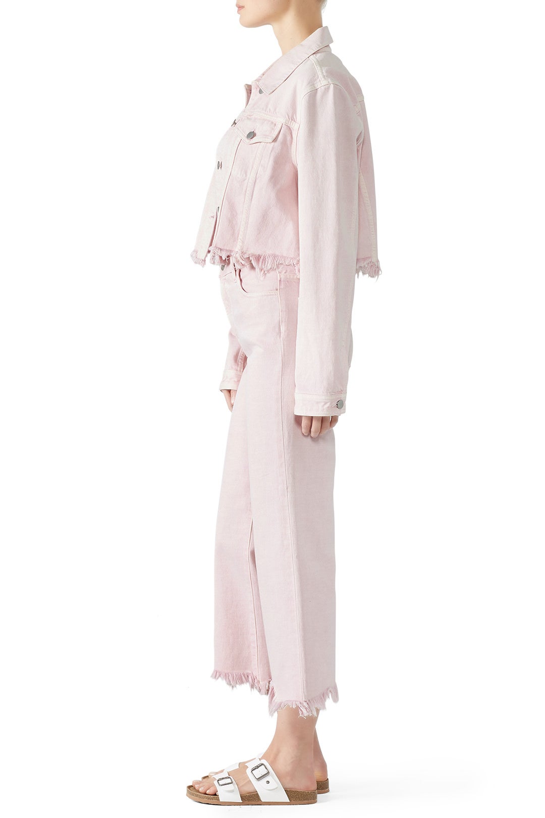 Pink Cropped Cyra Denim Jacket by J BRAND 2