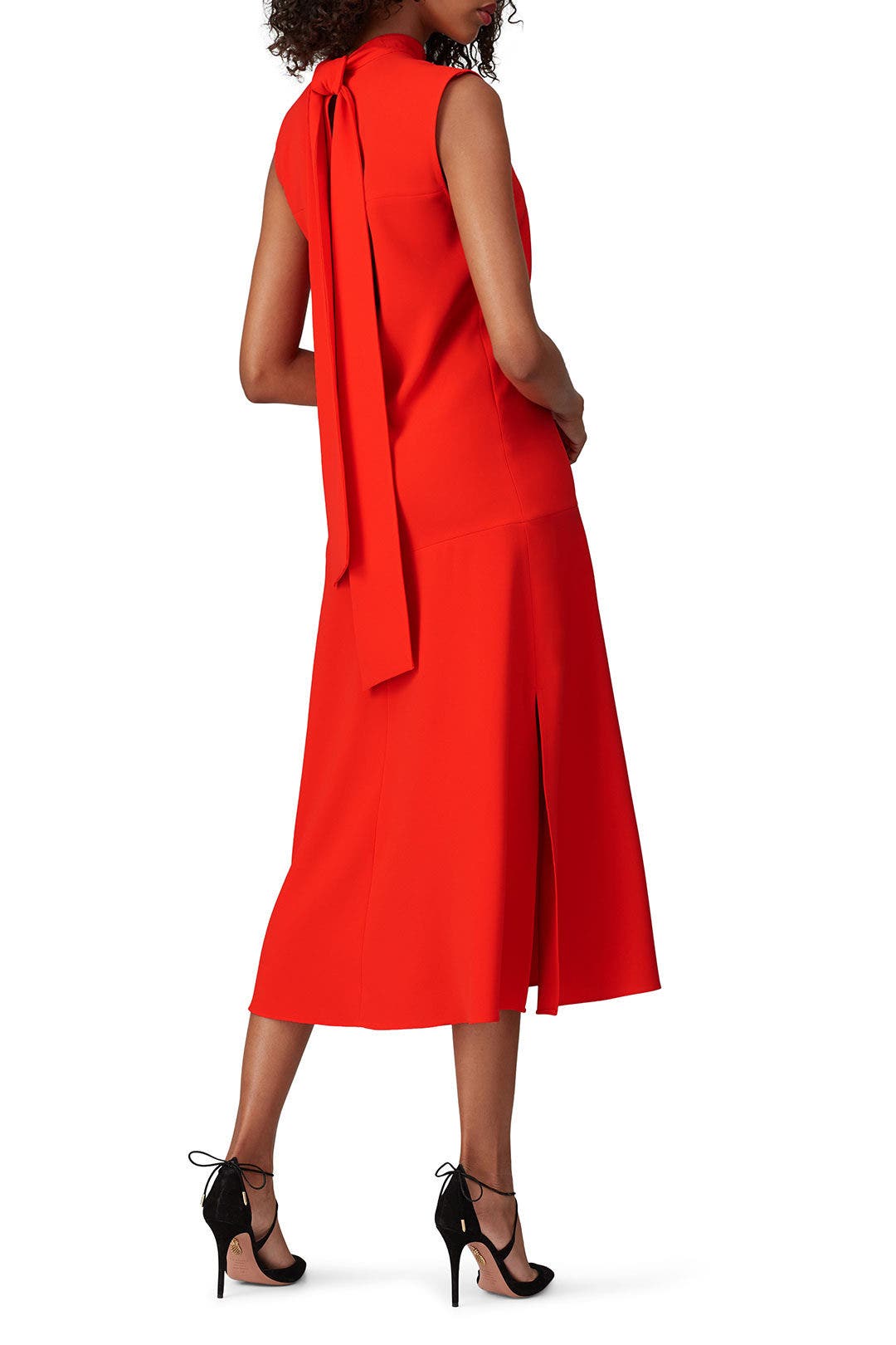 Red High Neck Sleeveless Dress by Victoria Victoria Beckham 2