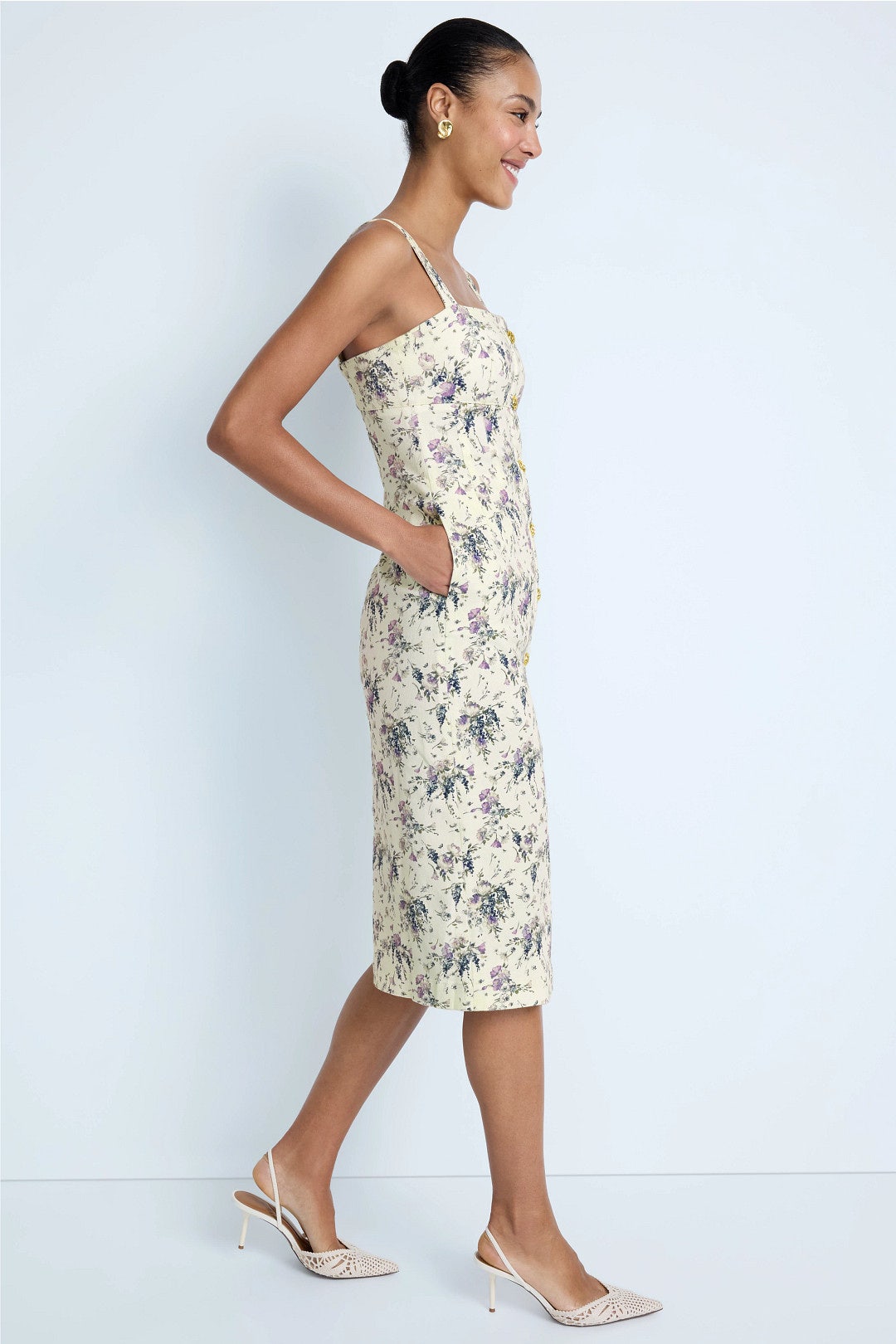 square neck denim midi dress Maggy London Sleeveless Square Neck Midi Dress, Size 8, DARK WASH