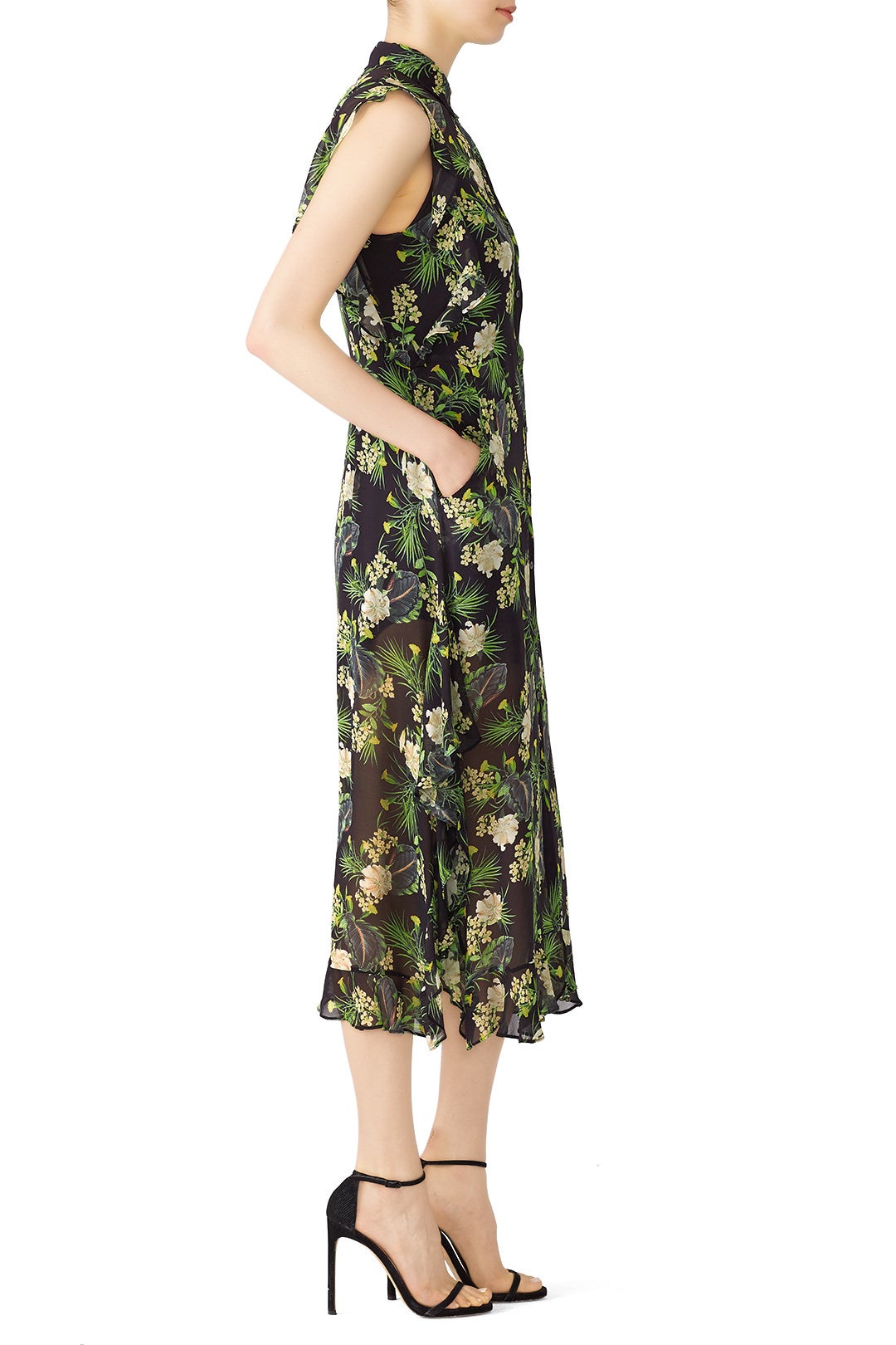 Green Floral Printed Midi Dress by Marissa Webb | Rent the Runway