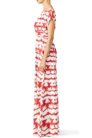 orange striped maxi dress