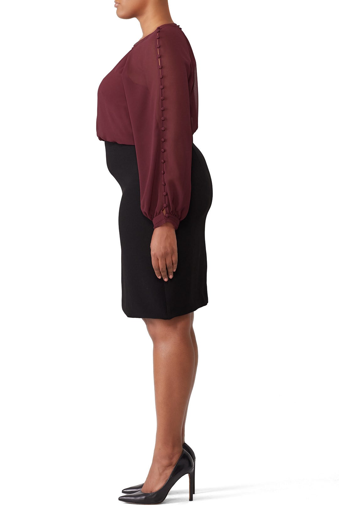 Maroon Blouson Dress by Badgley Mischka 6