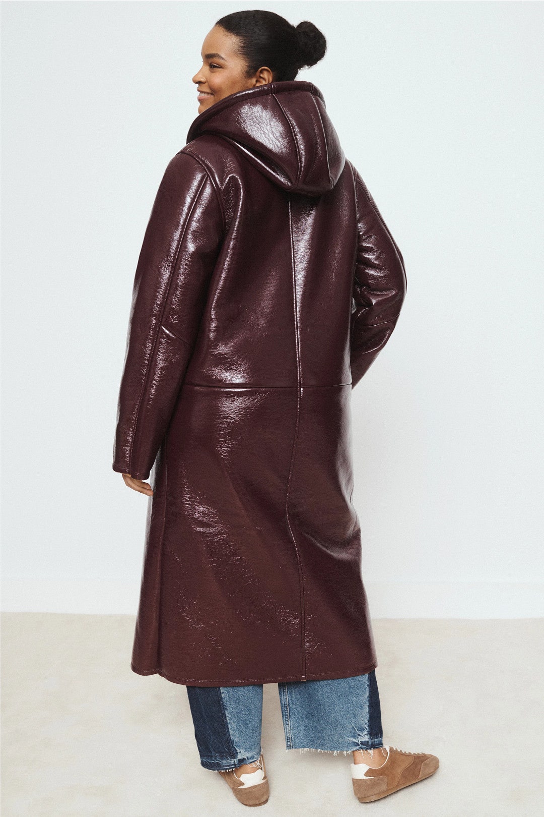 Shearling Lined Leather Hooded Coat by PLAN C x RTR 7