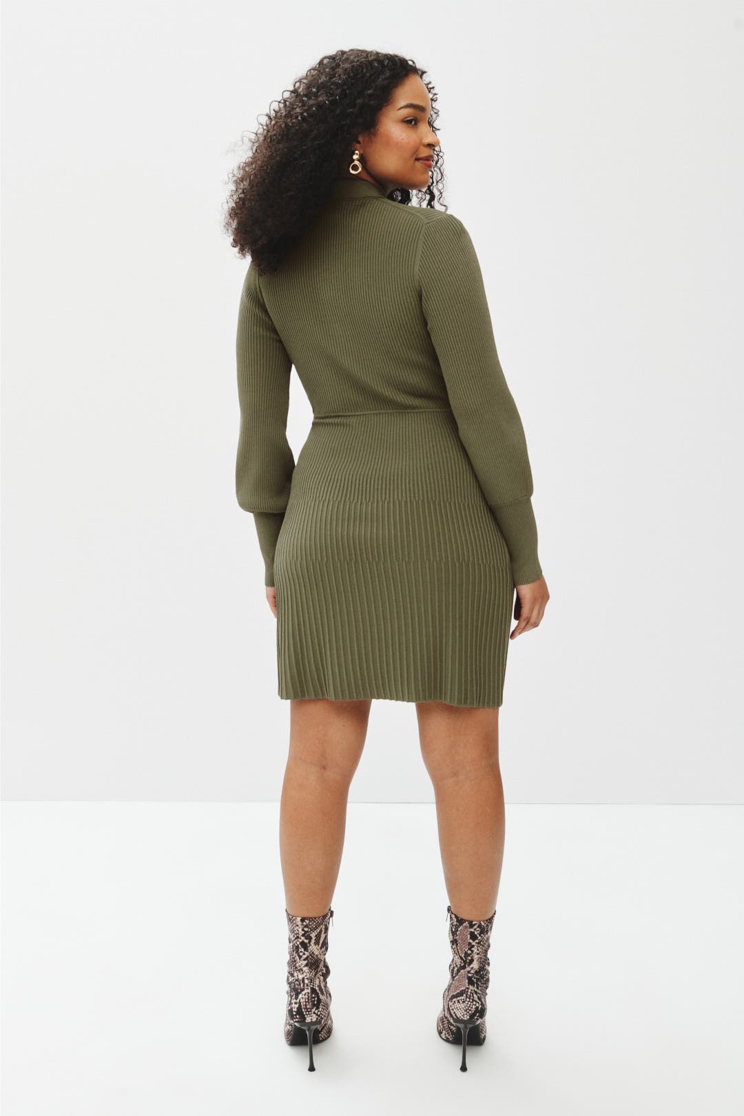 ワンピース laubeblanc Wool Jumper Dress Leather Trimmed Wool Jumper Dress – L'AUBE BLANC