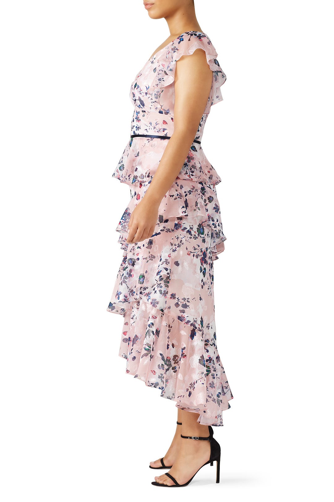 Pink Floral Flutter Dress by Marchesa Notte 6