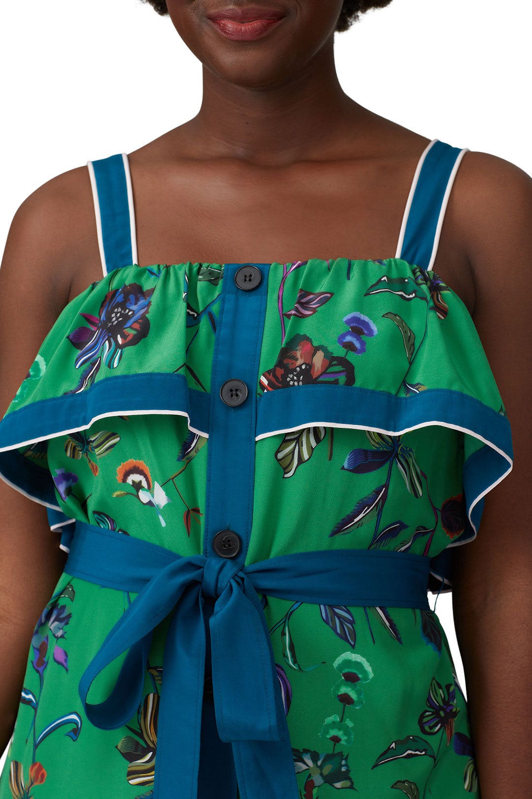 Green Printed Ruffle Cami Dress by Derek Lam 10 Crosby 6