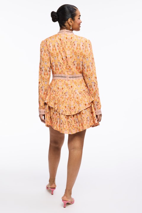First Love Full Size Printed Ruffle Cap Sleeve Tiered Dress main image 1