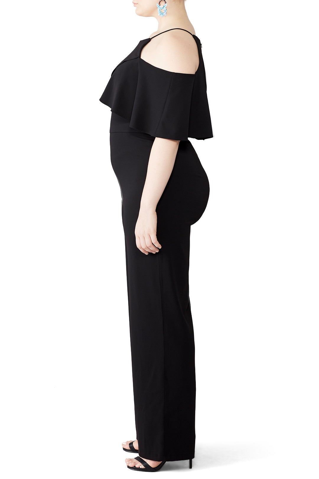 Ruffled Black Jumpsuit by Badgley Mischka 6