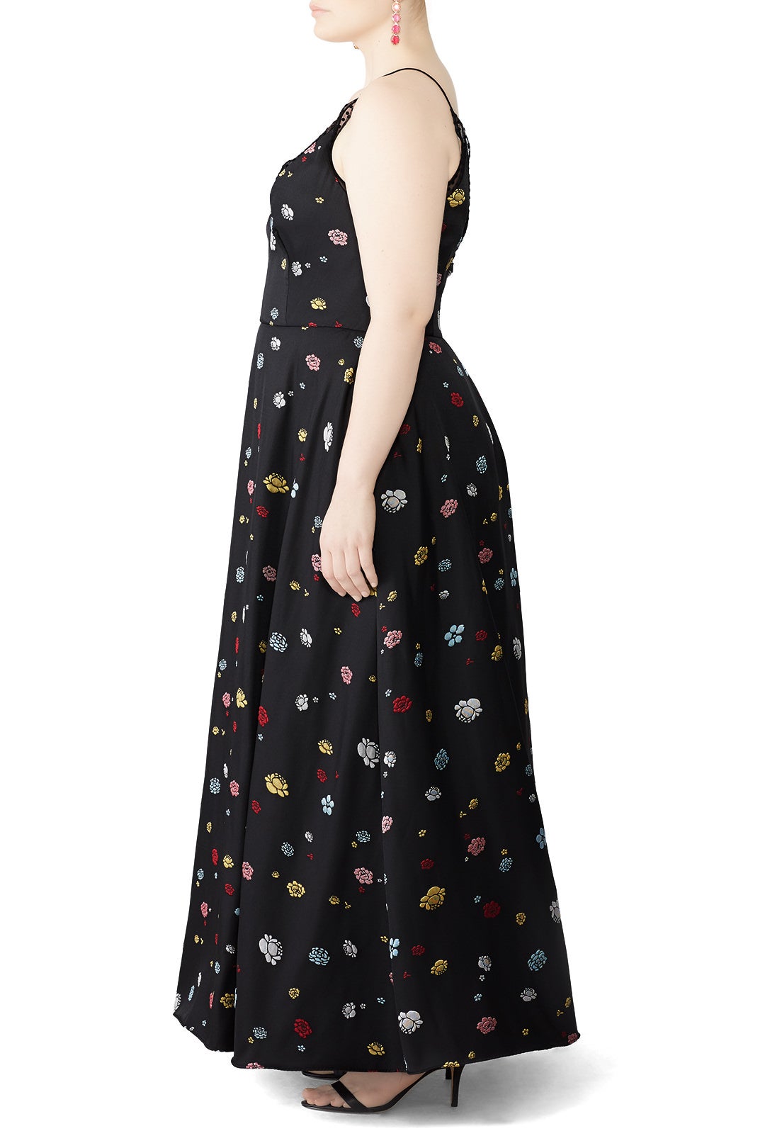Black Multi Floral Gown by ML Monique Lhuillier 6