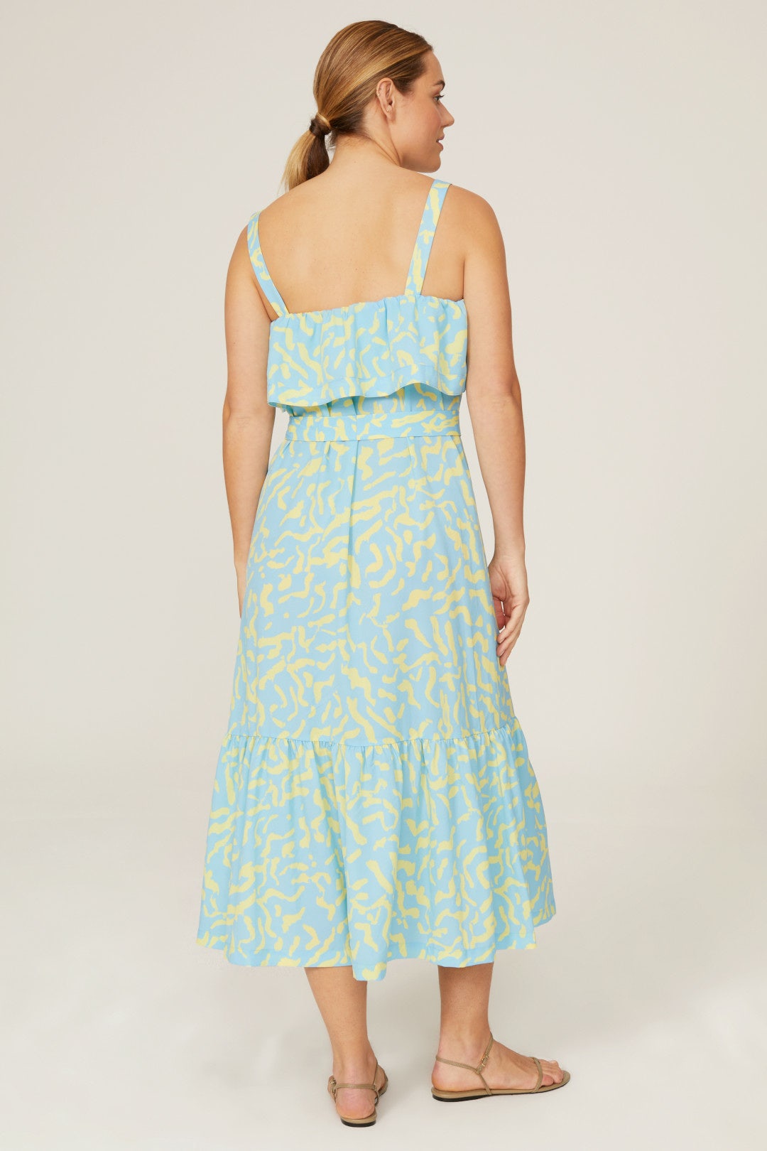 Blue Scribble Tie Midi Dress by Derek Lam 10 Crosby x RTR 7