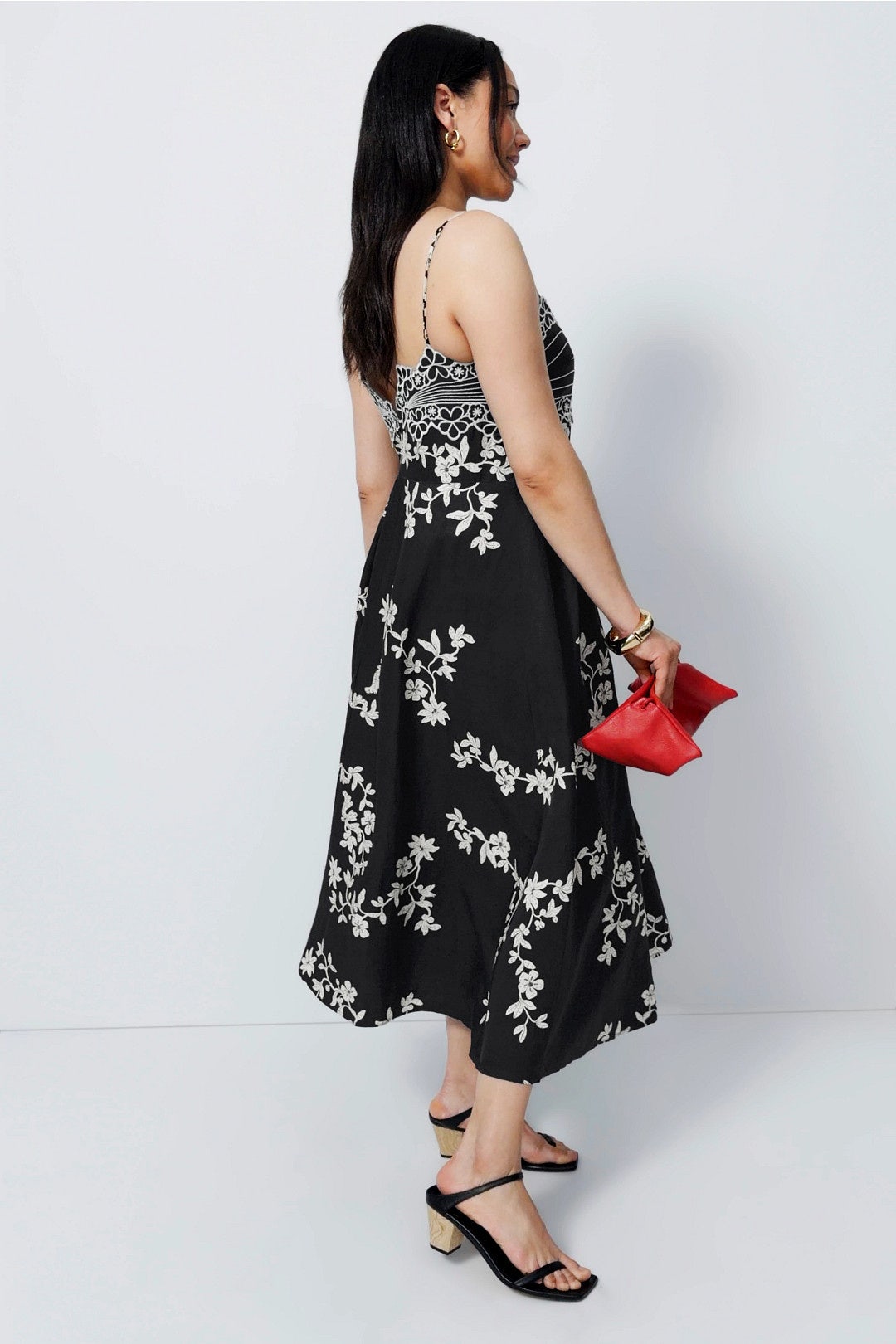 rahi floral embroidered vacay midi dress Rahi Floral Multi Color Fuschia Teal Puff Sleeve Midi Dress Size Medium Anthro