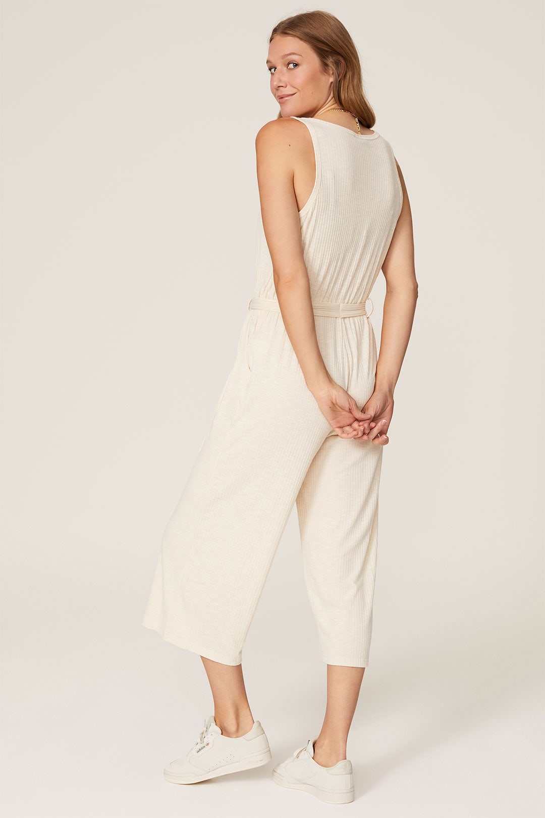 Oatmeal Devin Knit Jumpsuit by B Collection by Bobeau 7